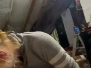 Nerdy chick loves sucking BF’s huge dick.  16/16