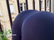 Blonde teen skimpy yoga on the balcony 8/16