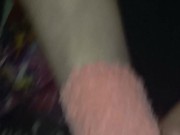 Pink fuzzy popcorn socks and wrinkled soles wind up all cummy somehow?!=) 4/16