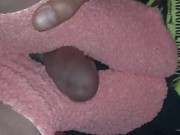 Pink fuzzy popcorn socks and wrinkled soles wind up all cummy somehow?!=) 8/16