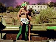 TWO COSPLAY BABES FUCKING OUTSIDE 1/16