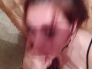 Redhead student swallows cock and gets cum on face and mouth. 15/16