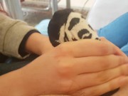 Padrona Darkshine masturba il suo schiavo con un calzino e lo fa sborrare nel calzino (da Onlyfans) 3/16