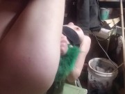 BLOOPER Big Tiddy Goth Wife almost breaks her neck when bondage bench she's tied to tips over 10/16