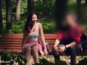 A Not Planned Date. Jeny Smith walking with stranger with mini skirt and no panties 12/16