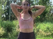 Teen public flashing and masturbating in a park 4/16