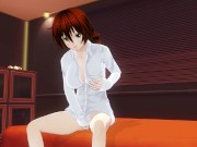3D HENTAI Redhead girlfriend masturbates on your bed 5/16