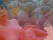 японская шоу-игра 精子の海 толстые мужики кончают на писающую девушку 15/16