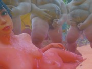 японская шоу-игра 精子の海 толстые мужики кончают на писающую девушку 16/16