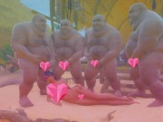 японская шоу-игра 精子の海 толстые мужики кончают на писающую девушку 2/16