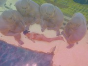 японская шоу-игра 精子の海 толстые мужики кончают на писающую девушку 3/16