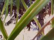 A beautiful giantess makes you spy on her big feet in the garden spying on her all the time! 1/16