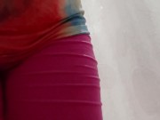 Wet short pants in a clothes shop from a hot squirting - Exposed wetting game 7/16