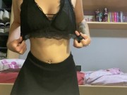 EXTREMELY HOT GOTH SPANISH REDHEAD GETS NAKED AND MASTURBATES IN CAMERA 6/16