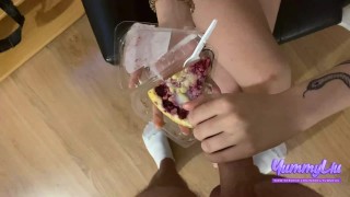 Cumshot Cumplay And Cum Swallow. Cum Cake On Food Porn / سکس جلوی ...