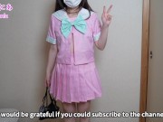 Tバックピンクセーラー服でノーブラノーパン生着替え下着紹介❤️ 15/16