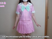 Tバックピンクセーラー服でノーブラノーパン生着替え下着紹介❤️ 5/16