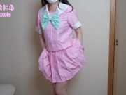 Tバックピンクセーラー服でノーブラノーパン生着替え下着紹介❤️ 6/16