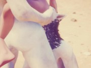 Кошка FURRY сесбиянит с египетской жрицей Клеопатрой на диком пляже 1/16