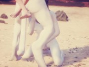 Кошка FURRY сесбиянит с египетской жрицей Клеопатрой на диком пляже 12/16