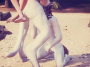 Кошка FURRY сесбиянит с египетской жрицей Клеопатрой на диком пляже 16/16