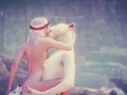 Кошка FURRY сесбиянит с египетской жрицей Клеопатрой на диком пляже 2/16