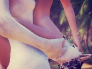 Кошка FURRY сесбиянит с египетской жрицей Клеопатрой на диком пляже 5/16