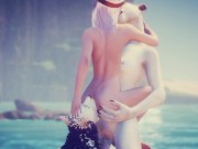 Кошка FURRY сесбиянит с египетской жрицей Клеопатрой на диком пляже 6/16