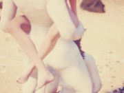 Кошка FURRY сесбиянит с египетской жрицей Клеопатрой на диком пляже 7/16