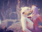 Кошка FURRY сесбиянит с египетской жрицей Клеопатрой на диком пляже 8/16