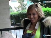 Sexy Blonde feet in nylon stockings 5/16