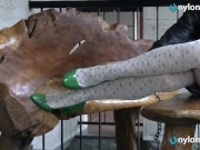 Sexy Blonde feet in nylon stockings 9/16