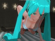 3D HENTAI Hatsune Miku jerks off your cock by the pool 3/16