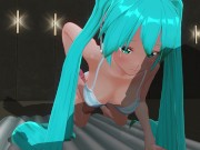 3D HENTAI Hatsune Miku jerks off your cock by the pool 8/16