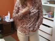 Our maid shows off excited in front of me and asks me to fuck her 13/16