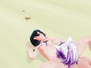 3D HENTAI YURI Schoolgirls have fun on the beach 9/16