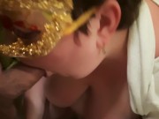 Naughty chubby girl sucks cock in the hotel restroom 4/16