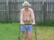 Hot yard work and she gets fucked in the shade! ( sun melted camera!?) 7/16