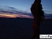 Tattooed hottie strips on dry bed lake 15/16