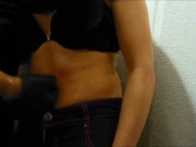 My 18 year old girlfriend gets warm pressing her belly with my hands her soft belly is delicious P1 16/16