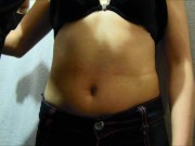 My 18 year old girlfriend gets warm pressing her belly with my hands her soft belly is delicious P1 7/16
