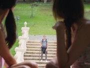 WOWGIRLS Two Ukrainian girls Shrima Malati and Elle Rose taking care of the tired traveler the right way 1/16