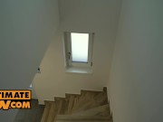 Tiny brunette Anastasia Brokelyn gets throatpied in white lingerie 2/16