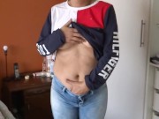 My stepmother's sister masturbates and asks me to jerk off and cum on her hairy pussy 1/16