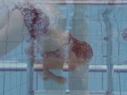 Undressing and nude body showing teenie in the pool 1/16