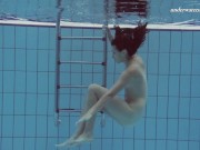 Undressing and nude body showing teenie in the pool 16/16