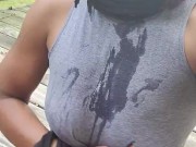 Went outside to pee my panties and slurp some up 16/16