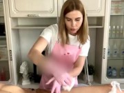 Deep bikini waxing, to a dude with a big dick, the client could barely stand it. 1/16