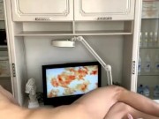 Deep bikini waxing, to a dude with a big dick, the client could barely stand it. 13/16