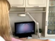 Deep bikini waxing, to a dude with a big dick, the client could barely stand it. 8/16